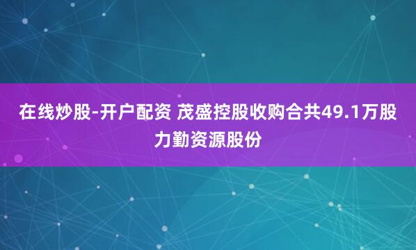 在线炒股-开户配资 茂盛控股收购合共49.1万股力勤资源股份